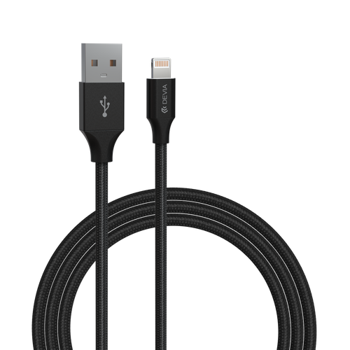 Devia - 1m (2.4A) Mesh Armour USB to Non-MFi Lightning Cable - Black