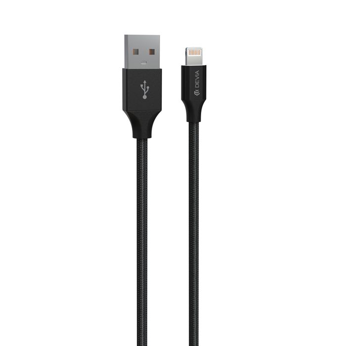 Devia - 1m (2.4A) Mesh Armour USB to Non-MFi Lightning Cable - Black