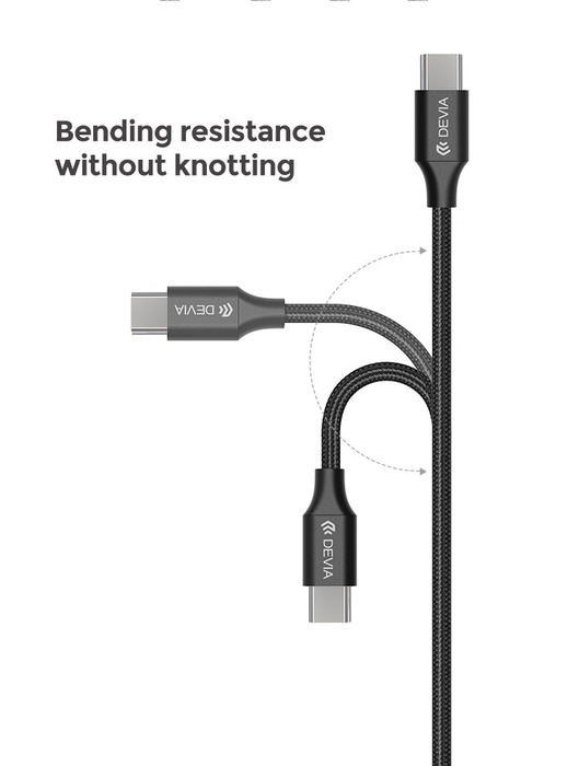 Devia - 2m (2.1A) Mesh Armour USB to USB-C Cable - Black