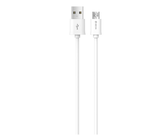 Devia - 1m (2.1A) USB to MicroUSB Cable - White