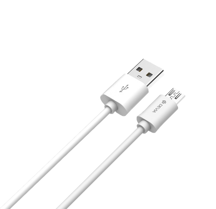 Devia - 2m (2.1A) USB to MicroUSB Cable - White