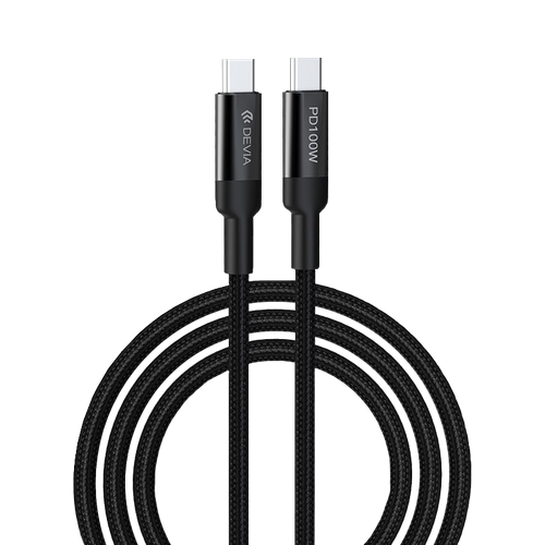 Devia - 1.5m (100W) Mesh Armour Power Delivery - USB-C to USB-C Cable - Black