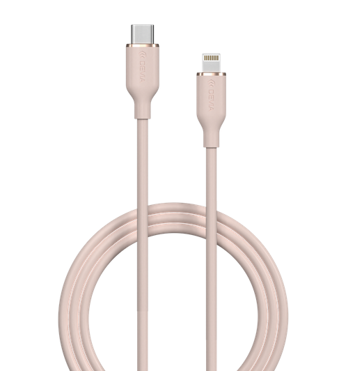 Devia - 1.2m (3A) USB-C to Non-MFI Lightning Silicone Cable - Pink