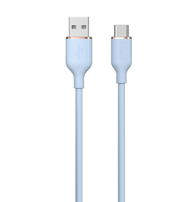 Devia - 1.2m (2.4A) USB to USB-C Silicone Cable - Blue