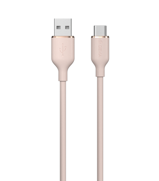 Devia - 1.2m (2.4A) USB to USB-C Silicone Cable - Pink
