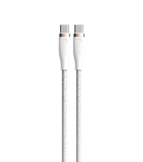 Devia - 1.5m (60W) Power Delivery Woven Gold Plated USB-C to USB-C Cable - White