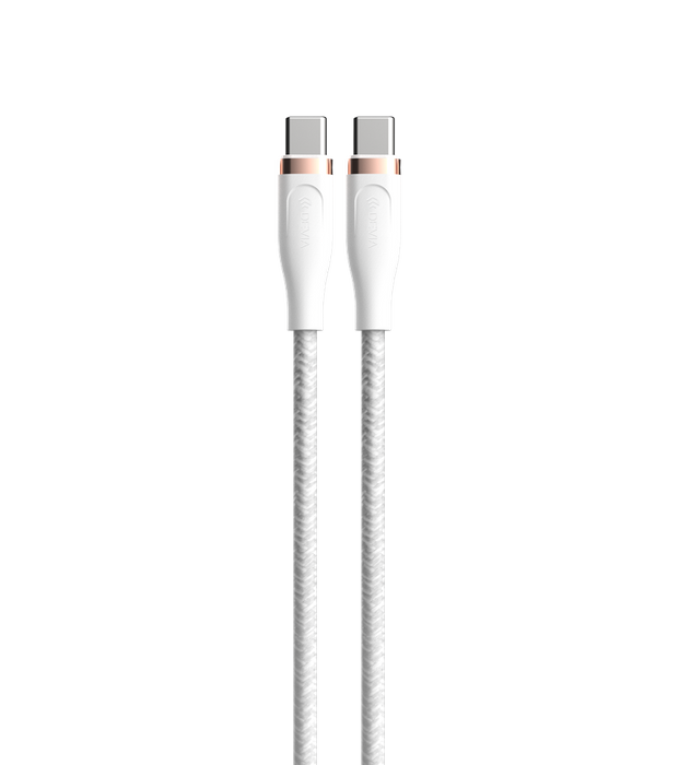 Devia - 1.5m (60W) Power Delivery Woven Gold Plated USB-C to USB-C Cable - White