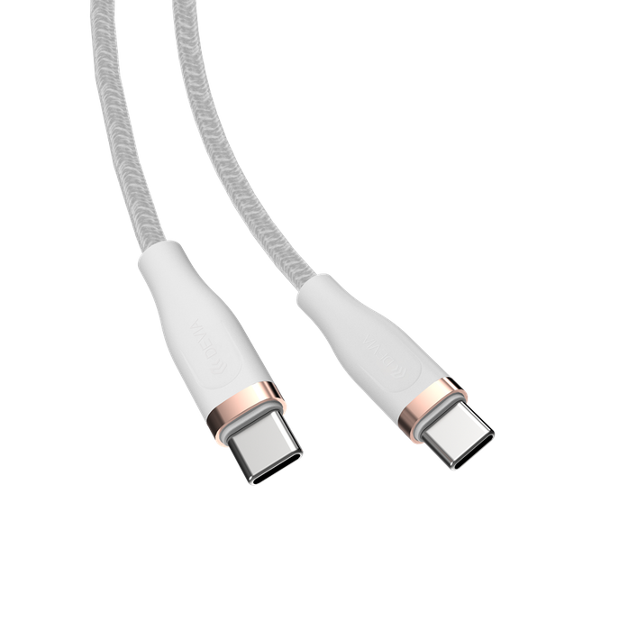 Devia - 1.5m (60W) Power Delivery Woven Gold Plated USB-C to USB-C Cable - White