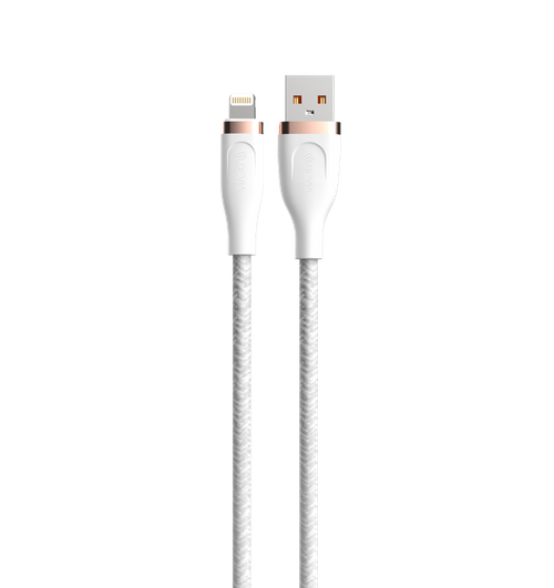 Devia - 1.5m (2.4A) Woven Gold Plated USB to Non-MFI Lightning Cable - White