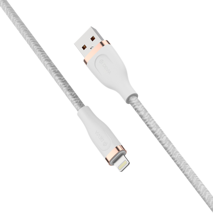 Devia - 1.5m (2.4A) Woven Gold Plated USB to Non-MFI Lightning Cable - White