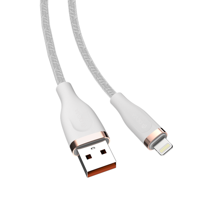 Devia - 1.5m (2.4A) Woven Gold Plated USB to Non-MFI Lightning Cable - White