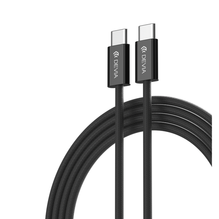 Devia - 1m (60W) Woven Braided Power Delivery - USB-C to USB-C Cable - Black