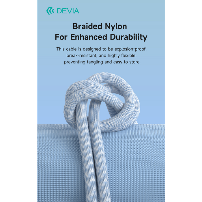 Devia - 1m (60W) Woven Braided Power Delivery - USB-C to USB-C Cable - Black
