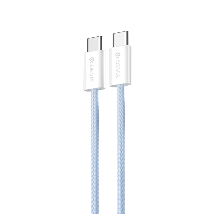 Devia - 1m (60W) Woven Braided Power Delivery - USB-C to USB-C Cable - Blue