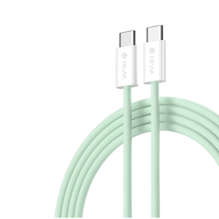 Devia - 1m (60W) Woven Braided Power Delivery - USB-C to USB-C Cable - Green