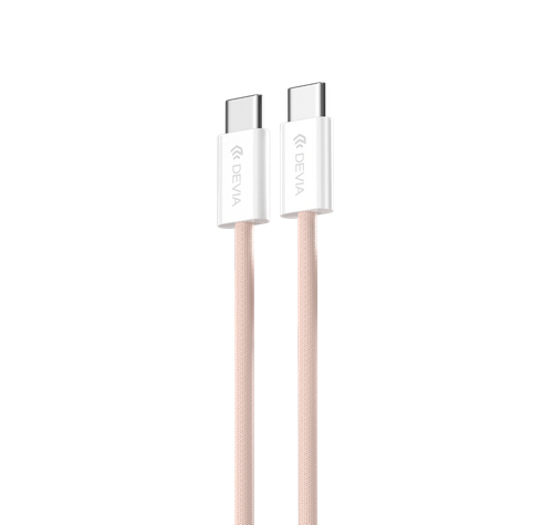 Devia - 1m (60W) Woven Braided Power Delivery - USB-C to USB-C Cable - Pink