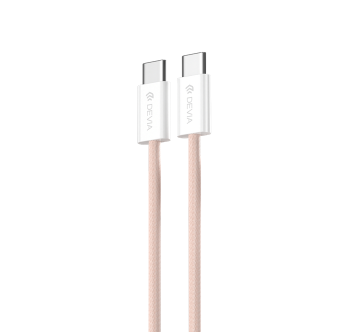 Devia - 1m (60W) Woven Braided Power Delivery - USB-C to USB-C Cable - Pink