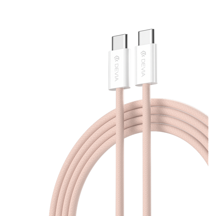 Devia - 1m (60W) Woven Braided Power Delivery - USB-C to USB-C Cable - Pink