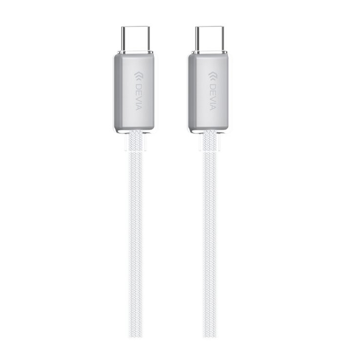 Devia - 1.5m (60W) Woven Braided Power Delivery - USB-C to USB-C Cable - White
