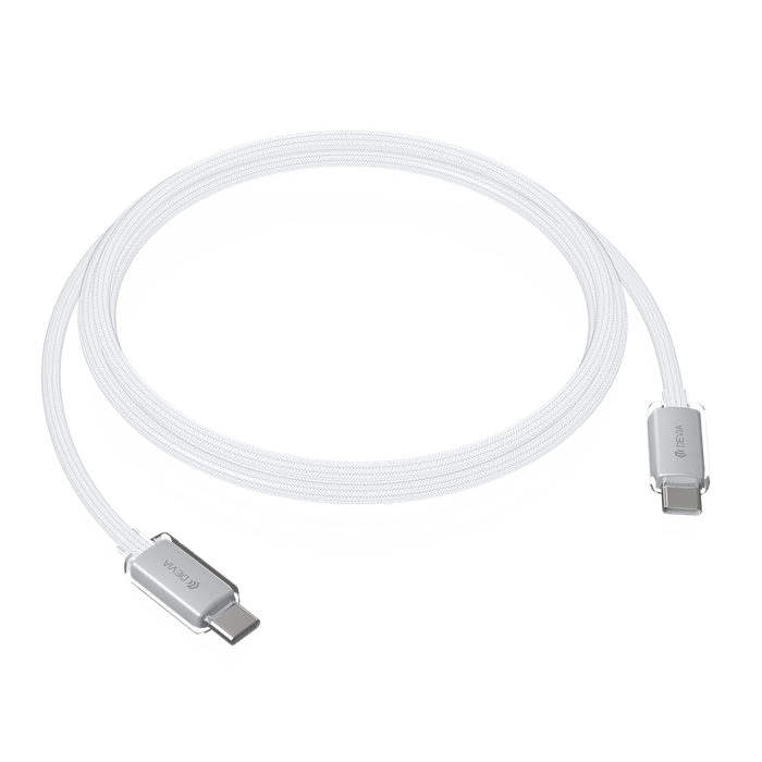 Devia - 1.5m (60W) Woven Braided Power Delivery - USB-C to USB-C Cable - White