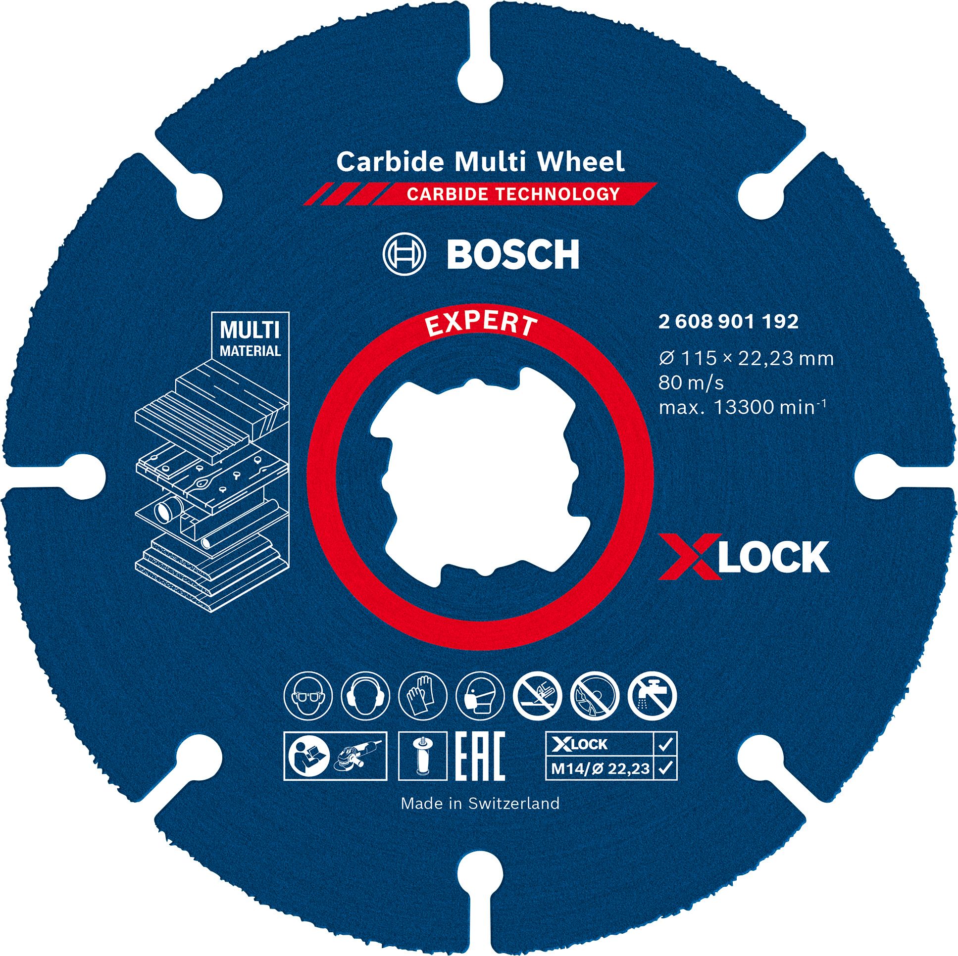 Expert 115mm Carbide Multi Wheel X-LOCK Cutting Discs (2608901192)
