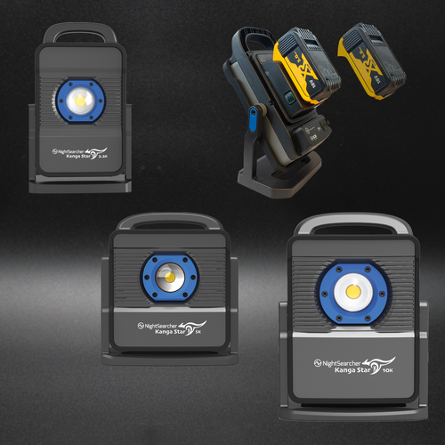 Work lights that are powered by power tool batteries: New Kanga Star + WorkStar Connect