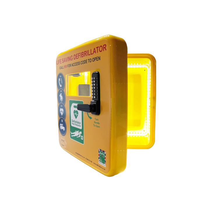 Defib Store 4000PL Defibrillator Cabinet - Permanent Light - Yellow - Locked
