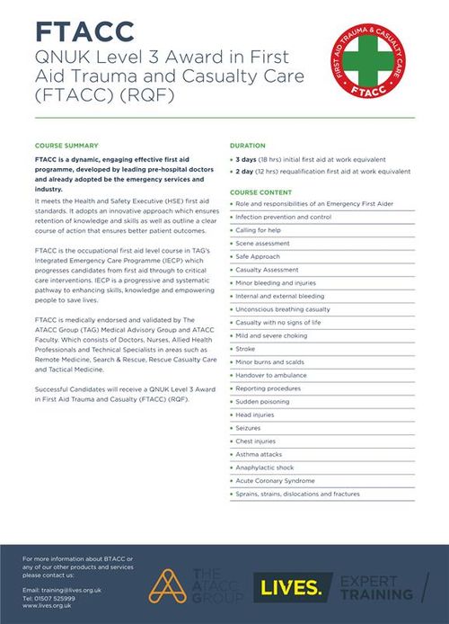 QNUK Level 3 Award in First Aid Trauma & Casualty Care (FTACC) (RQF)