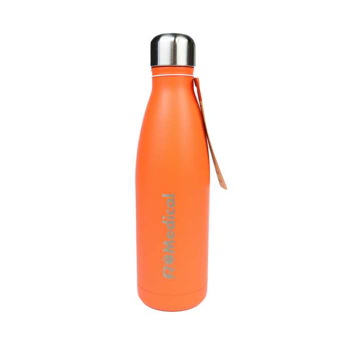 SHO Reusable Outrageous Orange Water Bottle with ‘Reflex Medical' logo.