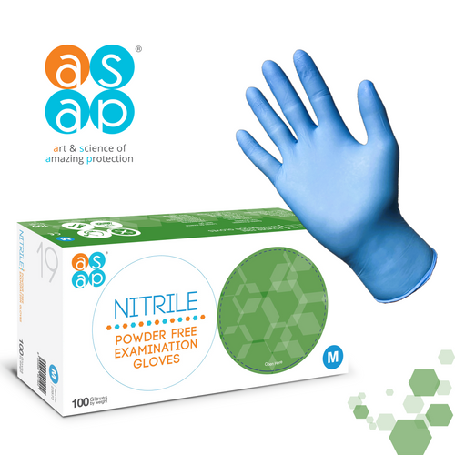 ASAP Nitrile Powder Free Examination Gloves, Blue
