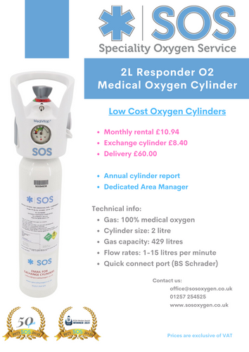 2L Responder O2 Medical Oxygen Cylinder