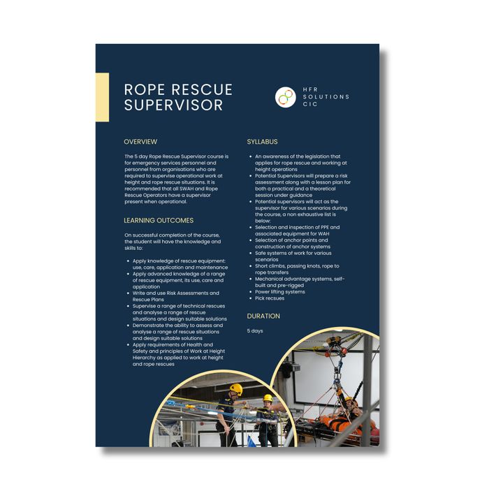 Rope Rescue Supervisor Course Outline