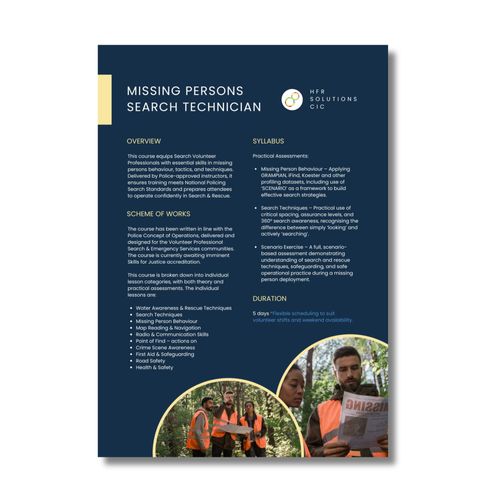 Missing Persons Search Technician Course Outline