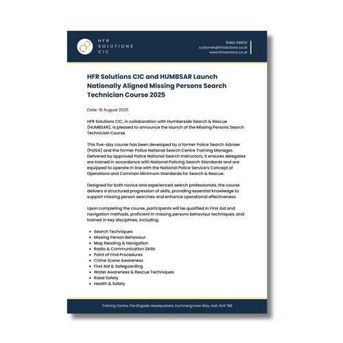 NEW! Missing Persons Search Technician Course 2025