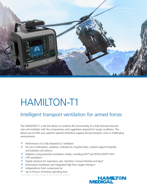 HAMILTON-T1: Intelligent transport ventilation for armed forces