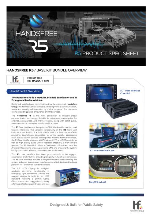 Handsfree R5 Product Specification