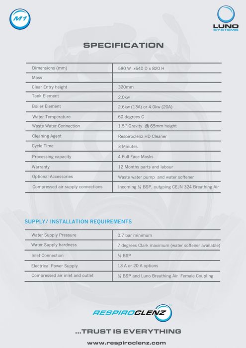 M1 Industrial Respiratory Protective Equipment (R.P.E.) Washer