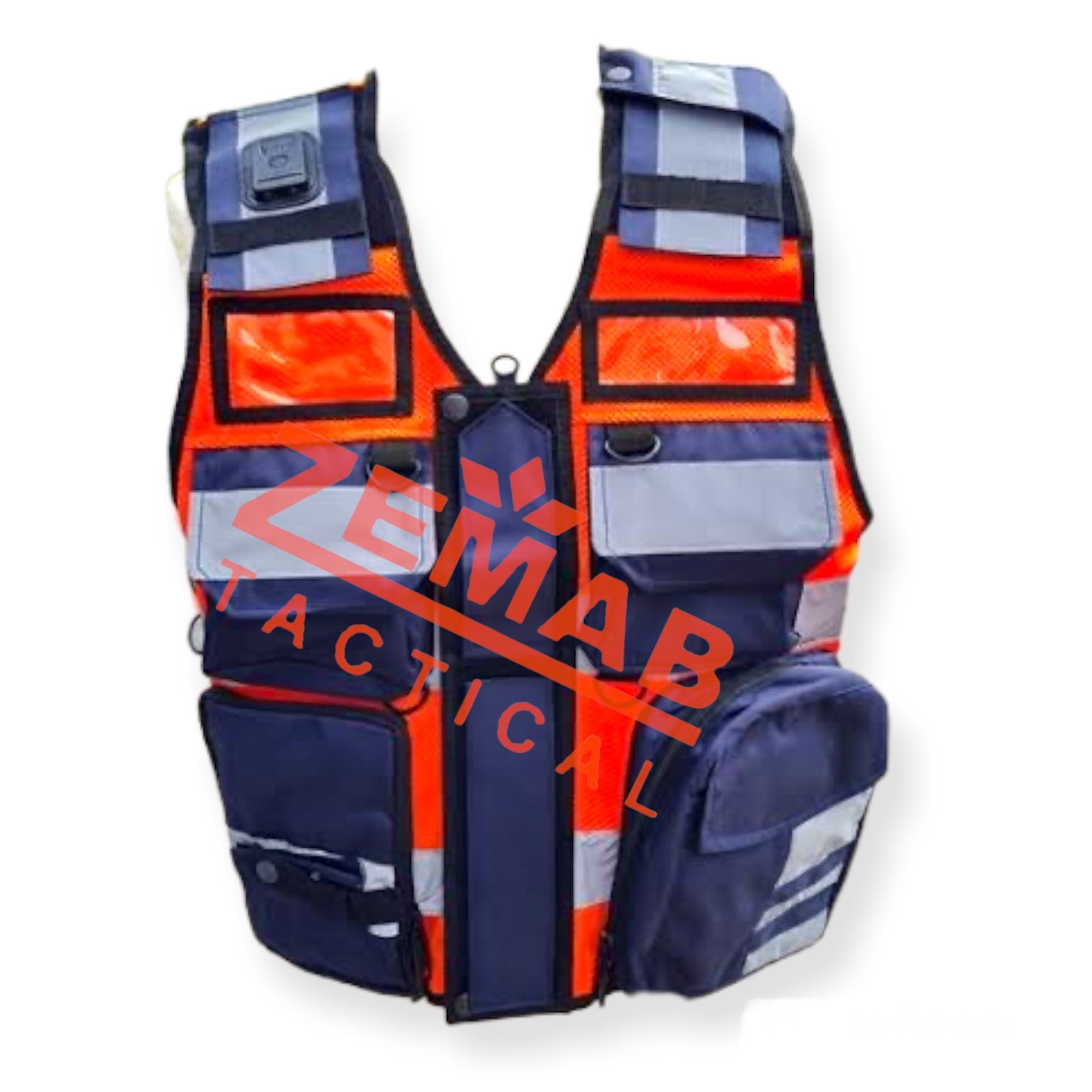 AIRPORT SAFTY ORANGE/NAVY POCKET TACTICAL  VEST
