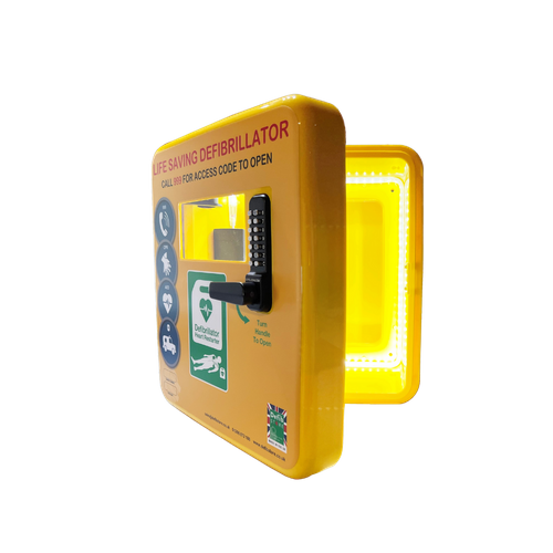 Defib Store 4000PL Defibrillator Cabinet - Permanent Light - Yellow - Locked