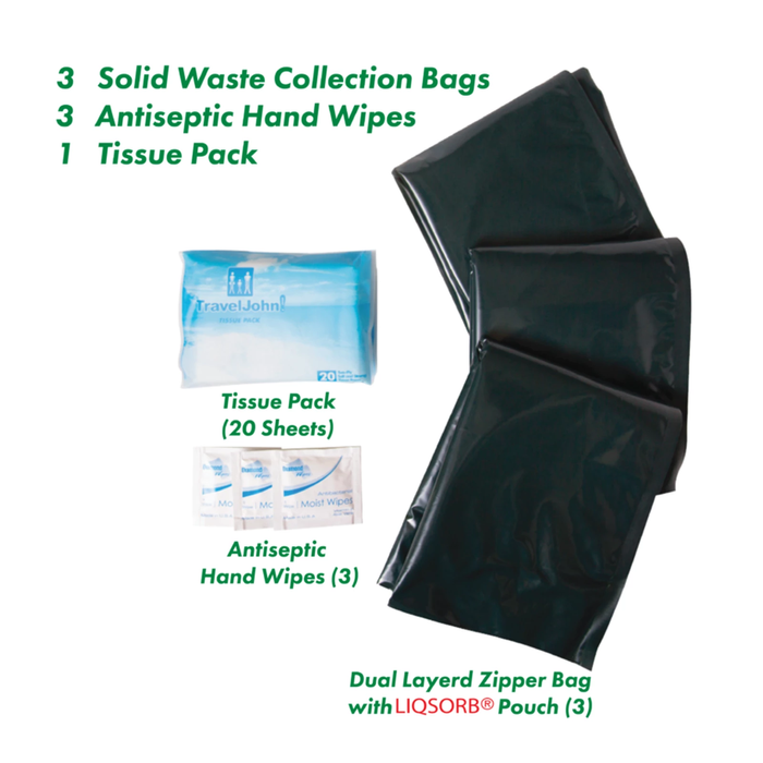 TravelJohn™ Disposable Solid Waste Kit (pack of 3)