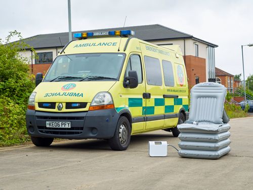 How to help a fallen patient on and off the Mangar Camel