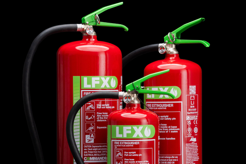 How does the LFX lithium-ion fire extinguisher work?