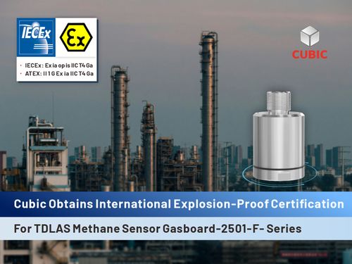 Cubic Achieves International Explosion-Proof Certification for TDLAS Methane Sensor Gasboard-2501