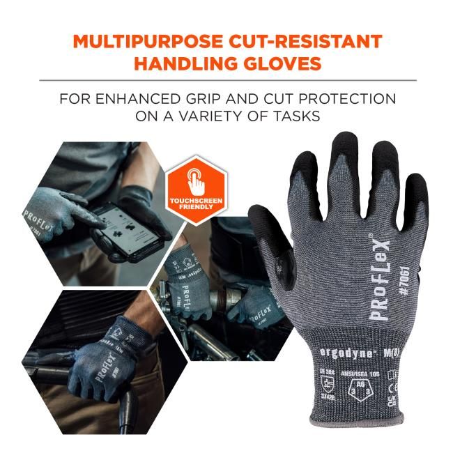 ProFlex 7061 PU Coated Cut Resistant Gloves - ANSI/ISEA 105-2016 A6, EN 388: 3X42E, 21g