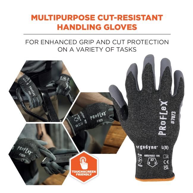 ProFlex 7073 Nitrile Coated Cut-Resistant Gloves - ANSI/ISEA 105-2016 A7, EN 388: 4X42F, 21g