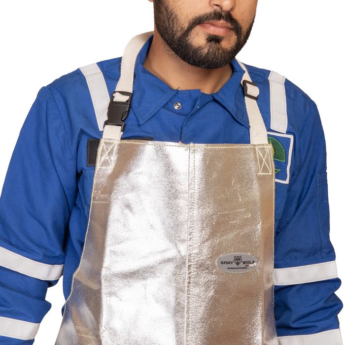 ALUMINIZED MOLTEN METAL AND HEAT RESISTANT SAFETY APRON
