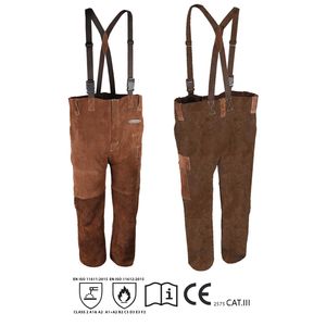 GRAYWOLF BROWN COWHIDE SPLIT LEATHER WELDING BIB TROUSER