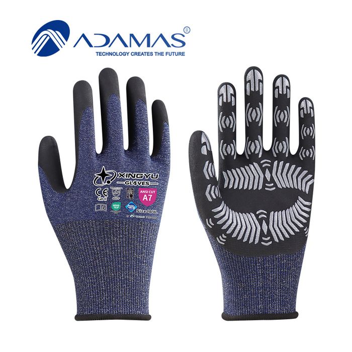 21G ADAMAS anti cut coating Nitrile Gloves ANSI CUT A7,EN388 4X43F