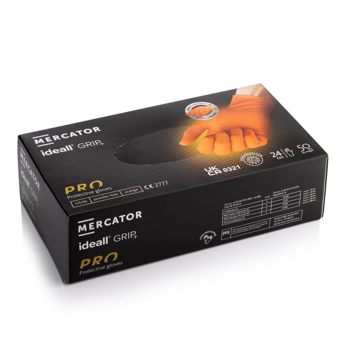Mercator Ideall Grip Orange Nitrile Multi-Use 8.6-Gram (7.0 Mil).