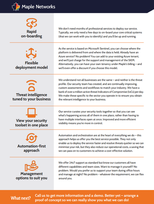 Maple Networks: Managed Detection and Response (MDR) Service 